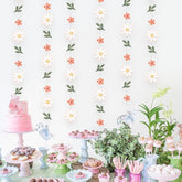 5Pcs Daisy Paper Banner Garlands For Boho Groovy Hippie Party Decorations, Spring Flower Wall Hanging Banner Daisy Paper Cutouts For Girl Birthday Supplies