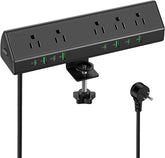 Desk Clamp Power Strip 5 Outlets 8 USB Ports 4 USB C 45W Fast Charging 6FT Surge Protector