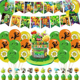 Plants Game Party Decorations,Players Pvz Birthday Party Supplies Includes Banner - Cake Topper - 24 Cupcake Toppers - 18 Balloons