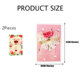 Paper Flower Roses Greeting Cards With Blank Note Delicately Decorated Paper Card For Friends And Family Holiday Thank You Card,Red And Pink.