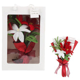 Red Handmade Artificial Lily Bouquet Twist Stick Combination Flower Crochet Flowers Bouquet Kit For Women Wife Lover Friends Anniversary Birthday Valentine'S Day Mother'S Day Graduation Gifts (Red)