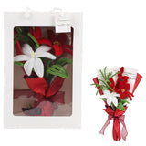 Red Handmade Artificial Lily Bouquet Twist Stick Combination Flower Crochet Flowers Bouquet Kit For Women Wife Lover Friends Anniversary Birthday Valentine'S Day Mother'S Day Graduation Gifts (Red)