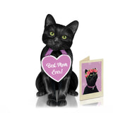 Pop Up Pet Cards, Black Cat, Gifts For Cat Lovers, Gifts For Mom With Mother'S Day Accessory Sheet, Notecard & Envelope, 3D Popup Greeting Card, Mother'S Day Cards