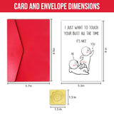 Funny Butt Valentines Day Card For Husband, Cute Valentines Day Gift For Boyfriend Him From Wife Girlfriend, I Just Want To Touch Your Butt All The Time