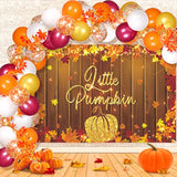 Little Pumpkin Party Decorations Fall Little Pumpkin Baby Shower Birthday Banner Backdrop Maple Leaves And 50 Pcs Balloon Arch Kit For 1St Birthday Party Thanksgiving Baby Shower Decorations Supplies
