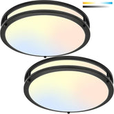 2 Pack 13 Inch Black LED Ceiling Lights 36W 5CCT Dimmable Flush Mount Fixtures