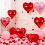 12 Pcs Red And Pink Heart Balloons - 18 Inch, Heart Foil Balloons Love Balloon Valentines Day Balloon For Wedding Engagement Birthday Party Bridal Shower Decorations