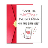 Romantic Valentine’S Day Card For Boyfriend Girlfriend, Sweet Valentine’S Day Card With Red Envelope And Sticker For Him Her Friend, You'Re The Best Thing I'Ve Ever Found On The Internet