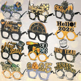 12 Pcs Happy New Year 2026 Glitter Eyeglasses: Festive Party Props & Favors