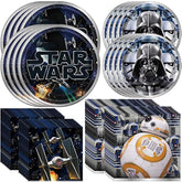 Unique Star Wars Dinnerware Party Bundle - 16 Luncheon & 16 Beverage Napkins, 8 Dinner & 8 Dessert Plates - Star Wars Birthday Party Decorations