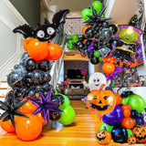 170pcs Halloween Balloon Arch Kit with Spider Bat Pumpkin Foil Party Decorations