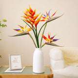 2Pcs Artificial Heliconia 33.5" Long Stem Latex Faux Bird Of Paradise Fake Tropical Flowers For Vase Bouquets Home Office Wedding Decor(Orange)