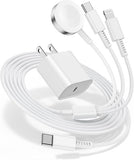 3 in 1 Fast Charging Cable with 20W USB C Charger 6FT for Apple Watch iPhone