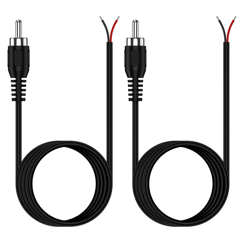 Rca To Bare Wire Cable, (2 Pack 22Awg 6.6 Ft) Replacement Rca Male Plug Jack C