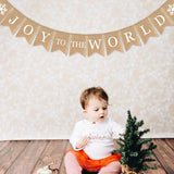Burlap Joy To The World Banner Happy Winter Holiday Snowfalke Garland Christmas Decoration Supplies