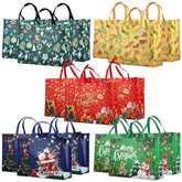 15Pcs Giant Christmas Gift Bags, Heavy Duty Treat Tote Grocery Bags With Handles, Sewing Non-Woven Jumbo Bags For Gifts Wrapping Shopping, Xmas Party Supplies, 21.26"×15.7"×7.9"