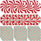 150Pc Christmas Candy Cane Plates Napkins Red Green Party Supplies