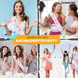 'Bride To Be' Bachelorette Party Sash - Bridal Shower White Satin Sash With Rose Gold Foil Lettering - Hen Party Decorations Supplies Accessories, Wedding Engagement Party Favors Gift