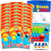 Cookie Monster Mini Party Favors Set For Kids Toddlers - Bundle With 24 Sesame Street Play Packs With Coloring Pages, Stickers (Cookie Monster Birthday Party Supplies)