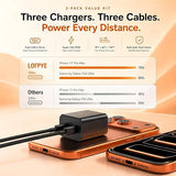 3 Pack 45W USB C Dual Port Fast Charger with 3FT 6FT 10FT USB C Cables Black