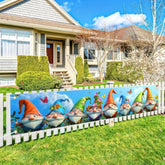 Welcome Spring Summer Banner Spring Cute Gnomes Outdoor Decoration Seasonal Party Theme Shoot Background Banner Hello Spring Party Decorations Outdoor Garden Decoration 78 * 17 Inches