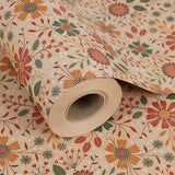 Floral Kraft Wrapping Paper Jumbo Roll, All Occasion Vintage Flower Gift Wrap For Wedding Birthday Bridal Shower, 17 Inch X 60 Ft