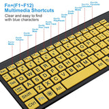-Wireless Large Print Keyboard And Mouse Set With Usb Receiver| Quiet Scissor Switch | For Seniors And Visually Impaired Low Vision Individuals-Yellow