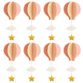 Hot Air Balloon Garland Decorations - 8 Pack Large Size Pastel Cloud Hot Air Balloon 3D Paper Garland Hanging Decorations For Wedding, Birthday, Baby Shower, Christmas Party - Pink