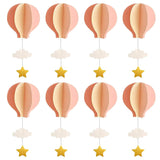 Hot Air Balloon Garland Decorations - 8 Pack Large Size Pastel Cloud Hot Air Balloon 3D Paper Garland Hanging Decorations For Wedding, Birthday, Baby Shower, Christmas Party - Pink