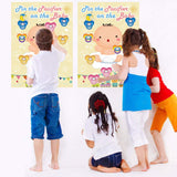 Pin The Pacifier On The Baby Game - Large Poster For Baby Shower Party, Kids Birthday Party Supplies - 72 Pacifier Stickers