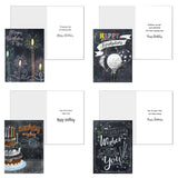 Boxed Birthday Cards Assortment, Chalkboard Wishes — Set Of 12 Fun Chalkboard-Style Greeting Cards With Envelopes – 5” X 7” – 4 Assorted Designs