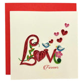 Handcraft Quilling Love Greeting Card For Him, Her, Gift For Husband, Wife, Boyfriend, Girl Friend Or Mom, For Anniversary, Valentine'S Day, Thank You Card, Blank Inside, Includes Envelope.