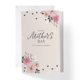 Mothers Day Card For Like A Mom, Stepmom, Aunt, Godmother With Envelope | Pink And White Flowers With Hearts Happy Mother'S Day To A Special Woman | 5”X7.5” | (Single Card)