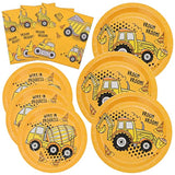 60 Pcs Construction Birthday Party Plates And Napkins Kit, Construction Theme Tableware Set Dump Truck Party Table Decorations Supplies, Disposable 9'' And 7'' Paper Plates, Napkins, Serves 20