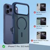 Translucent Matte Magnetic Phone Case with Blue Accent for Apple iPhone 18 Pro and iPhone 17 Pro