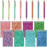 16 Pcs Glitter Pens And Notebooks Set Mini Spiral Notepads Fancy Pens For Kids Girls Women Sparkly Sequins Journaling Ballpoint Christmas Birthday Gift Classroom Rewards(Classic Color)