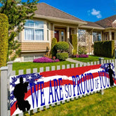 American Flag “We’re So Proud of You” Banner – Patriotic Soldier Theme for Veterans Day, 4th of July, Memorial Day, Deployment & Homecoming Decor
