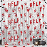 2 Pack Bloody Halloween Foil Fringe Curtains 3.3x6.6ft Scary Zombie Vampire Decor