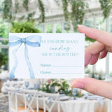 Guess How Many Candies Sign(1 Standing Sign-50 Guessing Cards) Blue Bow Theme Party Activities Game Cards Kit For Baby Showers, Newborn Parties, Bridal Shower, Engagement, Wedding Shower, Birthdays-38