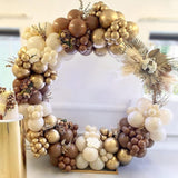 Brown Balloon Garland Arch Kit 153Pcs Nude Sand Beige White Chrome Gol