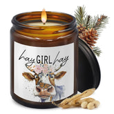 Cow Candle - Cow Themed Birthday Gifts, Scented Candles In Hay & Pine, 8 Oz