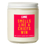 Candecraftco Smells Like A Chiefs Win – Scented Candle, 9Oz Jar – Bold Game Day Vibes, Funny Gift For Football Fans – Bourbon Vanilla
