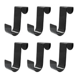 6 Pack Over The Cabinet Door Hook, Metal Single Over Door Hooks Hanger Hook For Hanging Stocking Clothes Towels (Black)