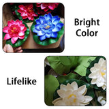 8 Pcs Realistic Lily Artificial Water Floating Foam Lotus Flowers Floating Pond Decor For Pond Pool Aquarium Water Decoration