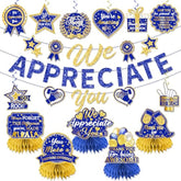 We Appreciate You Decorations, Navy Blue Gold Thank You Decorations Includes We Appreciate You Banner And Employee Appreciation Table Decorations And Hanging Swirls For Pastor Appreciation Decorations