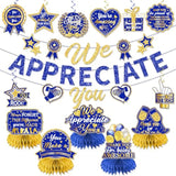 We Appreciate You Decorations, Navy Blue Gold Thank You Decorations Includes We Appreciate You Banner And Employee Appreciation Table Decorations And Hanging Swirls For Pastor Appreciation Decorations