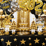 New Year 2026 Balloon Arch Black Gold Silver Confetti Party Supplies