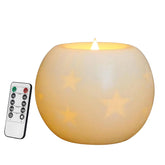 Moon Sphere Wax Led Dancing Flame Candle Ball Battery Operated Wax Led Flameless Candle With Timer And Remote Control (5" Dia. X 4" H)