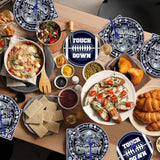 Cowboy Football Party Decorations - 96 Pcs Blue Cowboy American Rugby Tableware Set, Game Day Disposable Paper Plate Napkin Fork, Sports Birthday Party Supplies For Boys Men, Serves 24 Guests