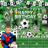 Soccer Birthday Party Decorations,276pcs Soccer Party Decorations Soccer Birthday Plates Napkins Cups Tablecloth Backdrop Cake Topper Balloon Arch for Soccer Party Supplies,Serve 24